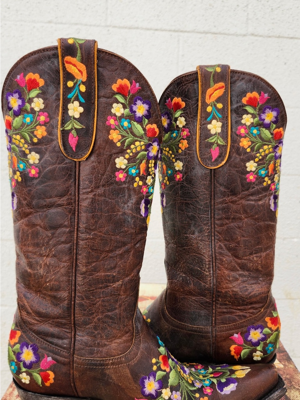 Old Gringo Sora 13 Floral Embroidered Women’s Cowboy Boots Brown Leather 7.5 - Picture 4 of 6